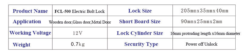 Electric Bolt Lock Product Size