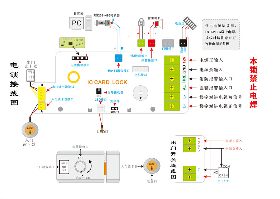 脱机语音刷卡锁连线图