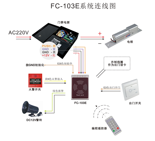 红外门禁系统连线图