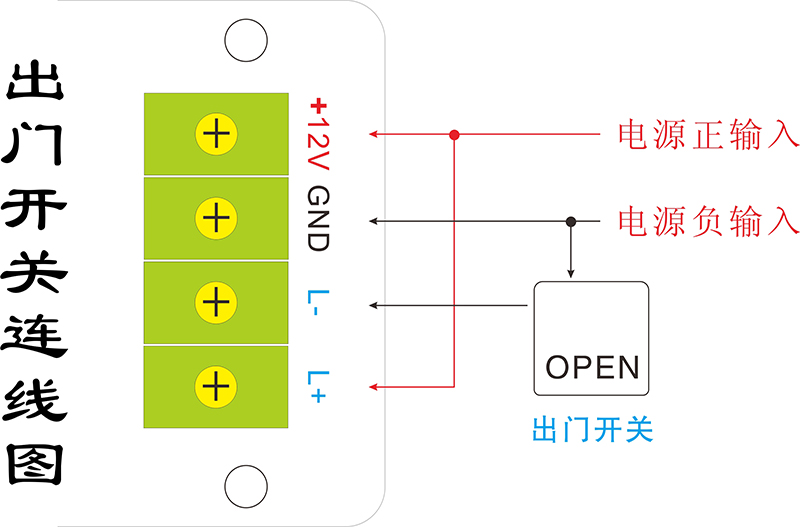 智能刷卡锁的出门开关连线