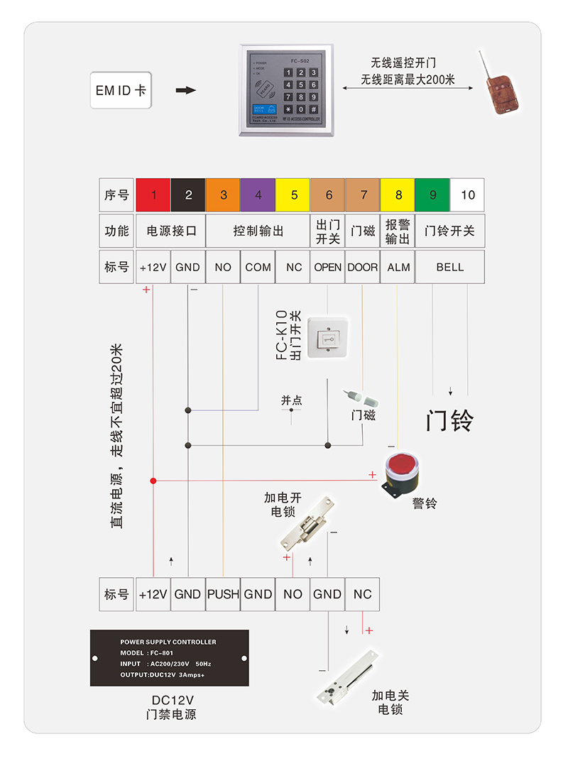 简易型门禁一体机接线图