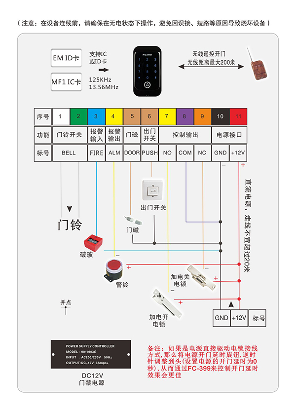 门禁一体机连线图