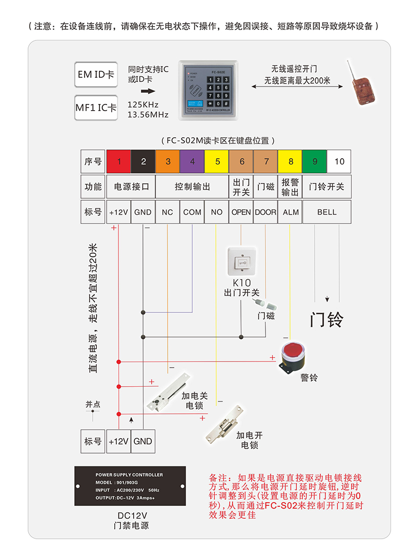 门禁一体机连线图