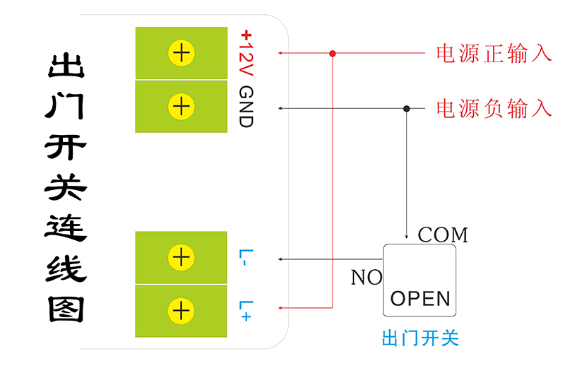 刷卡锁出门开关连线图
